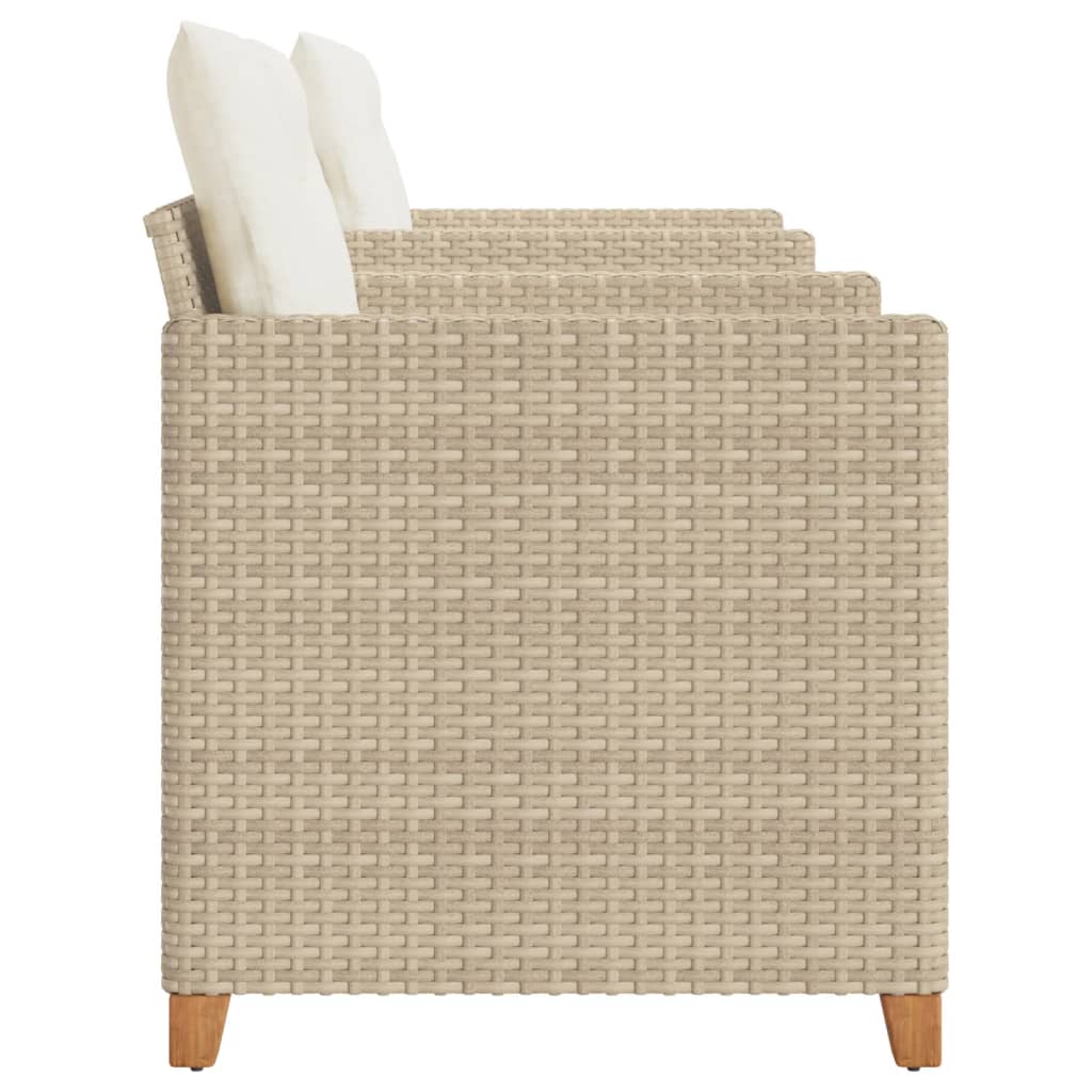 vidaXL Ensemble de bistrot 3 pièces avec coussins beige en rotin synthétique et bois d'acacia