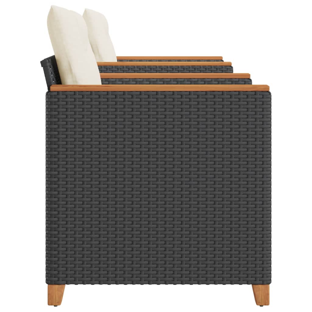 vidaXL Ensemble de bistrot 3 pcs avec coussins Noir Résine tressée Bois d'acacia