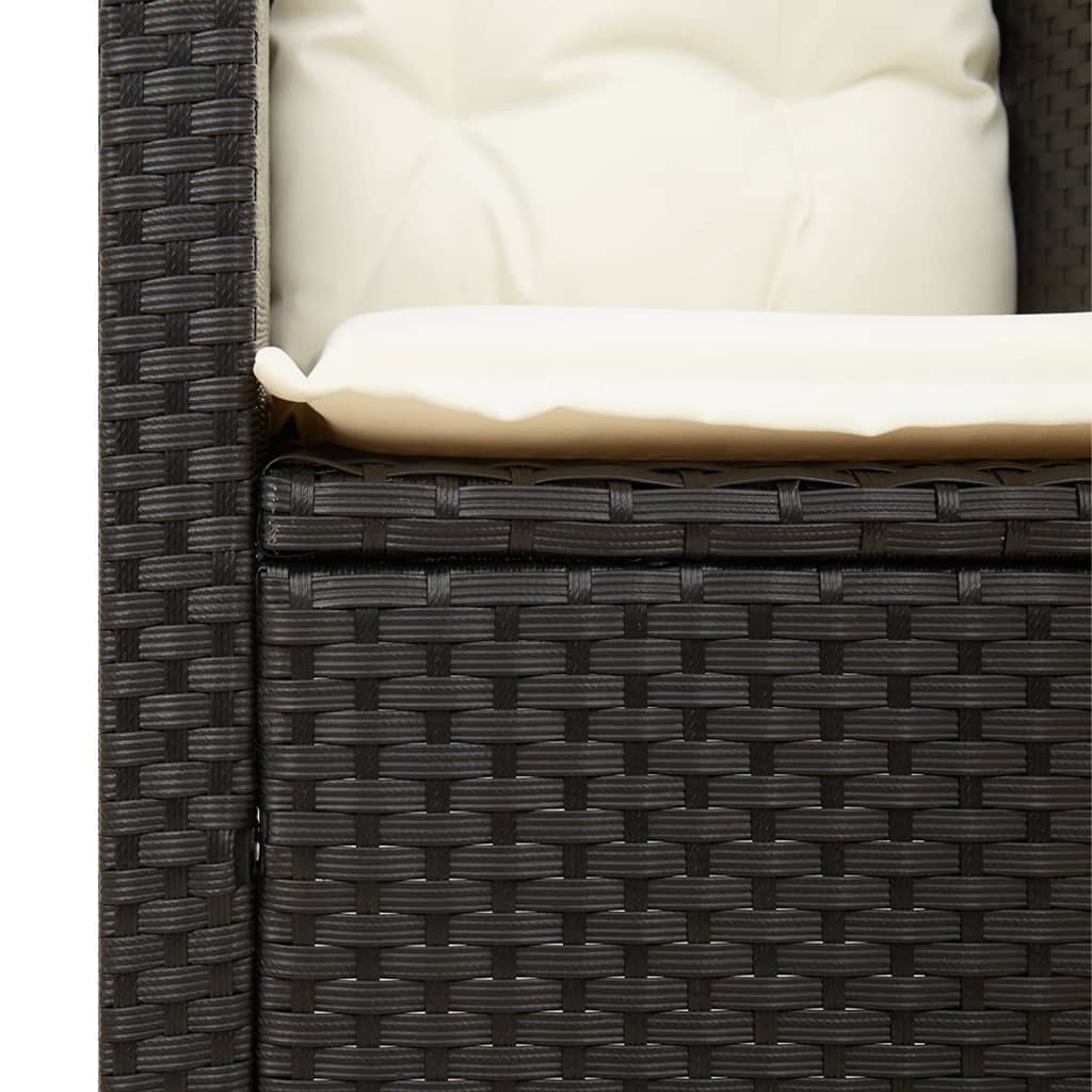 vidaXL Ensemble de bistrot 3 pcs avec coussins Noir Résine tressée Bois d'acacia