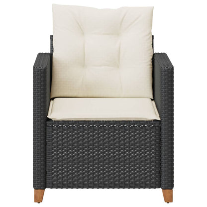 vidaXL Fauteuil de jardin avec coussins Noir Résine tressée