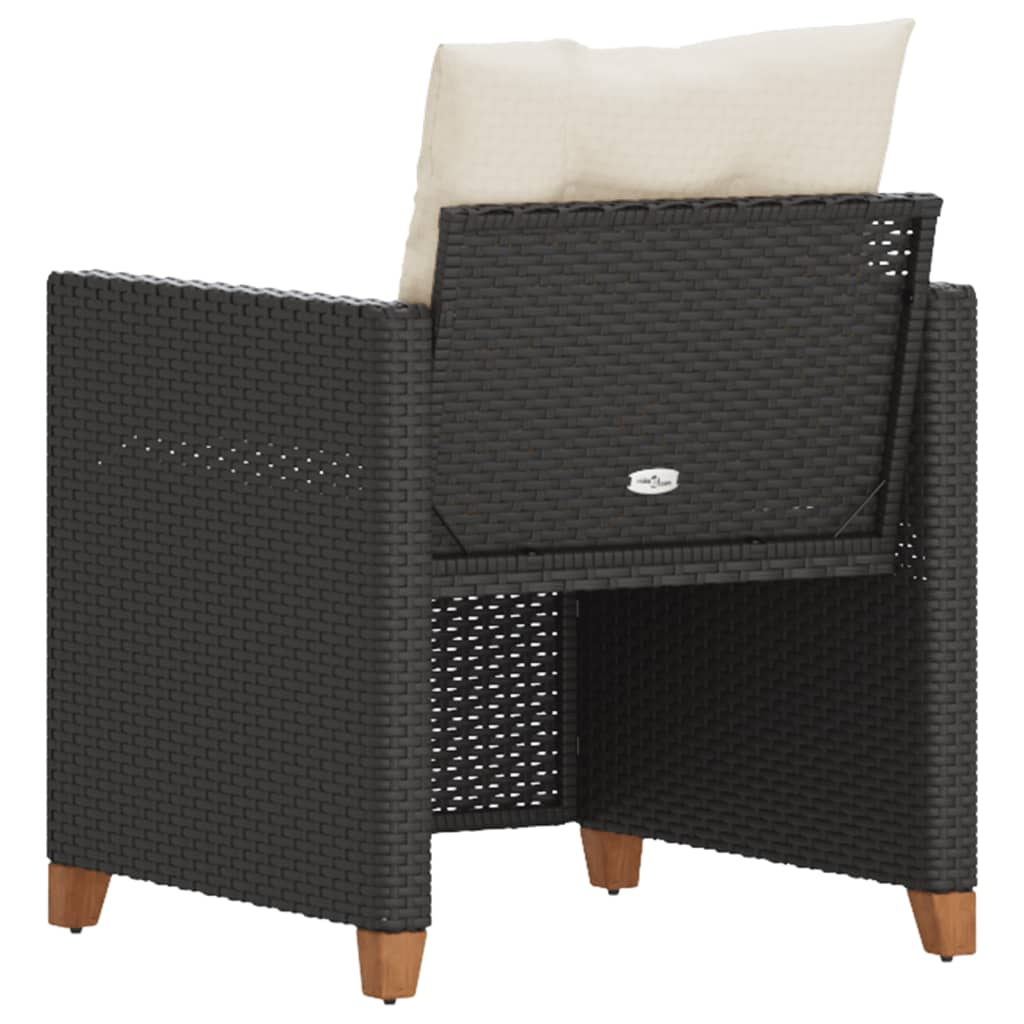 vidaXL Fauteuil de jardin avec coussins Noir Résine tressée