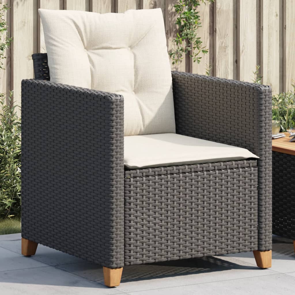 vidaXL Fauteuil de jardin avec coussins Noir Résine tressée