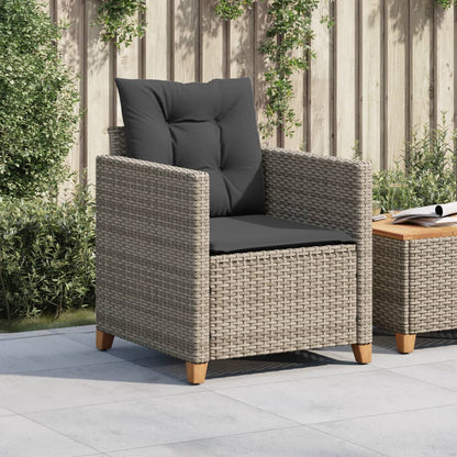 vidaXL Fauteuil de jardin avec coussin gris Résine tressée