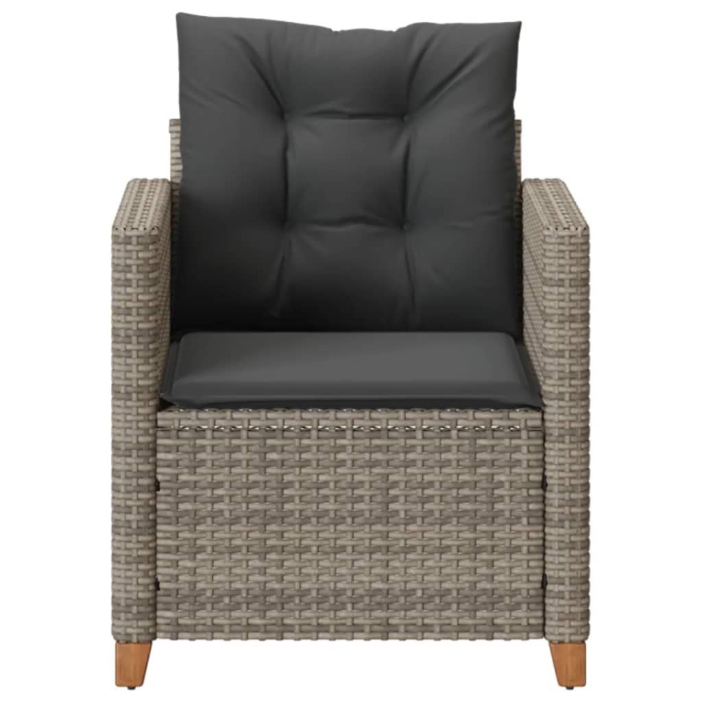 vidaXL Fauteuil de jardin avec coussin gris Résine tressée