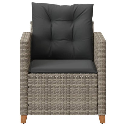 vidaXL Fauteuil de jardin avec coussin gris Résine tressée