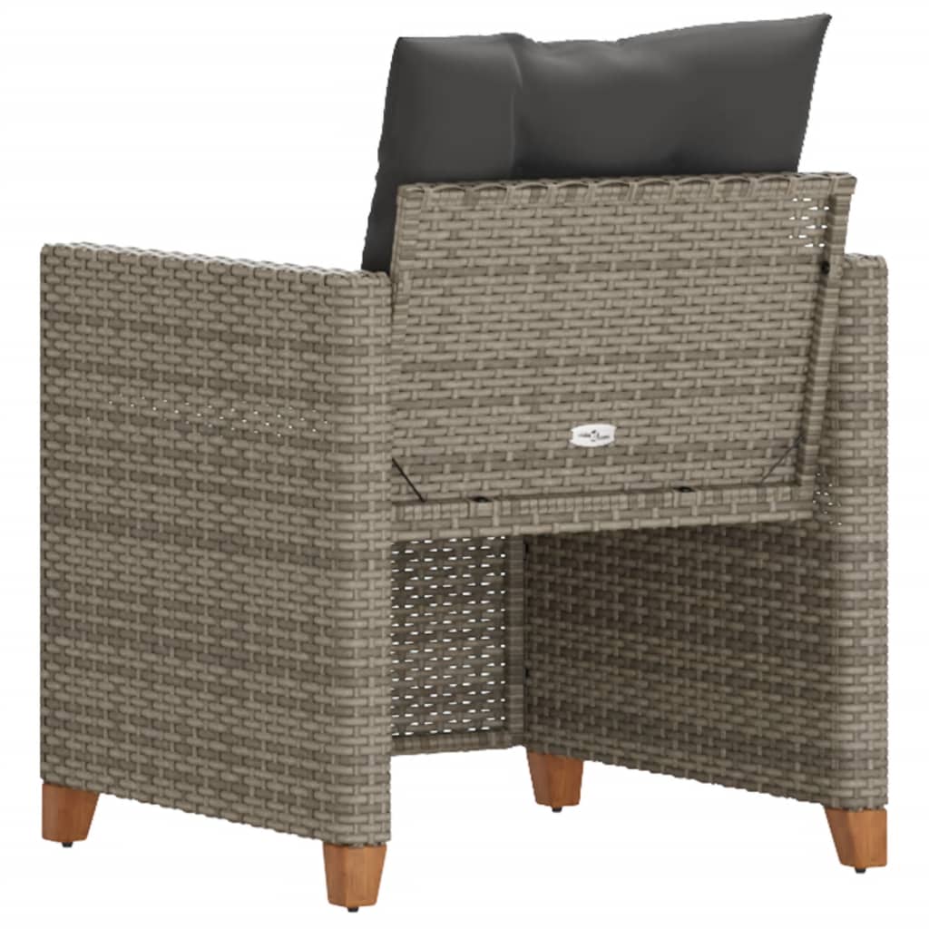vidaXL Fauteuil de jardin avec coussin gris Résine tressée