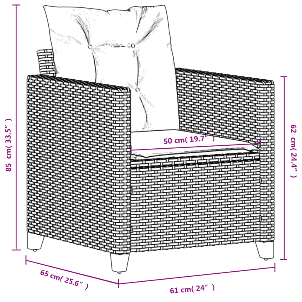 vidaXL Fauteuil de jardin avec coussin gris Résine tressée