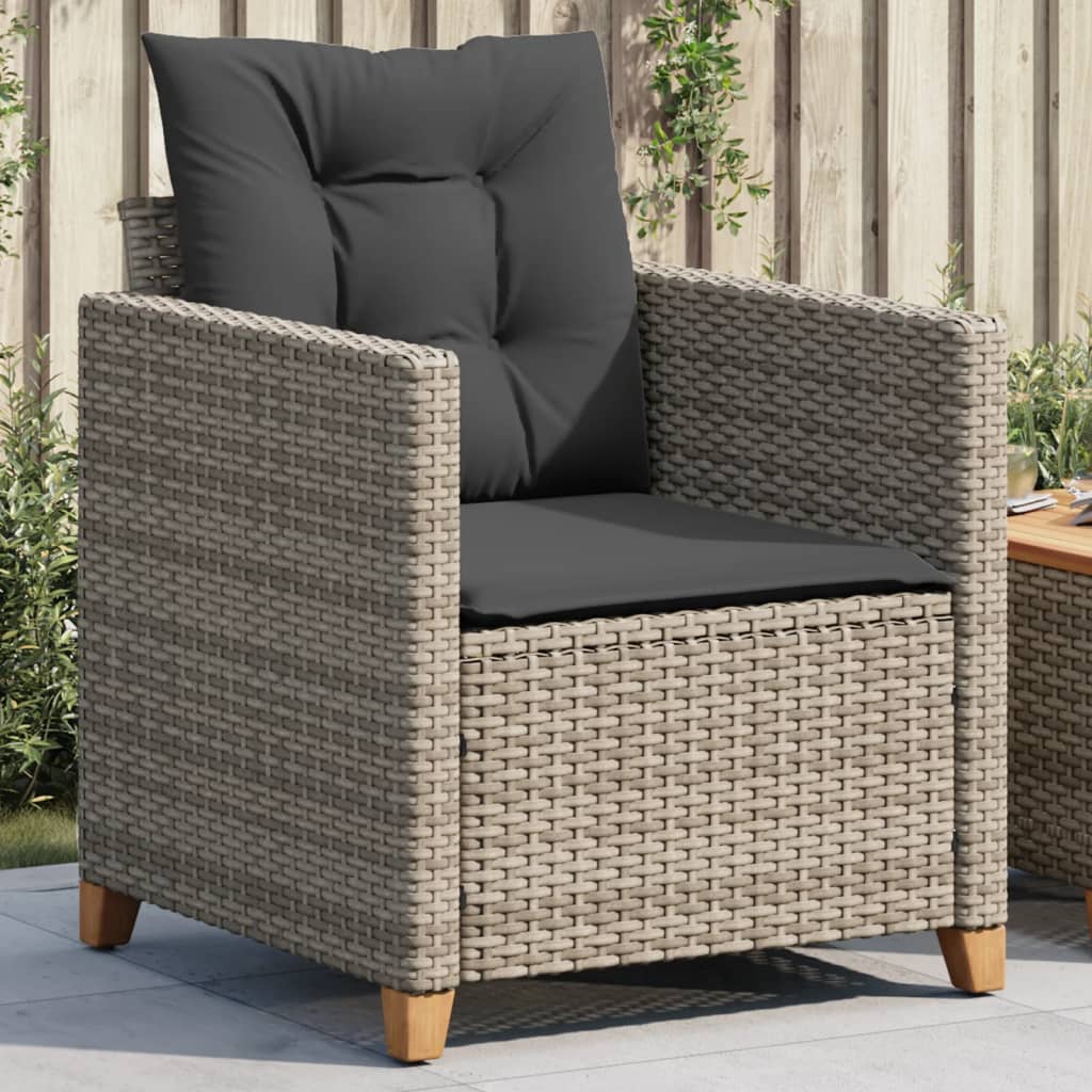 vidaXL Fauteuil de jardin avec coussin gris Résine tressée