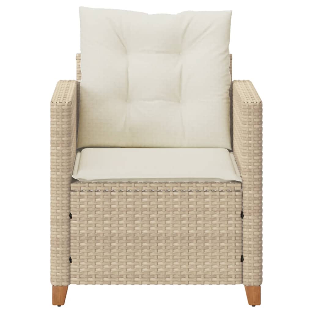 vidaXL Gartensessel mit Kissen Beige Poly Rattan