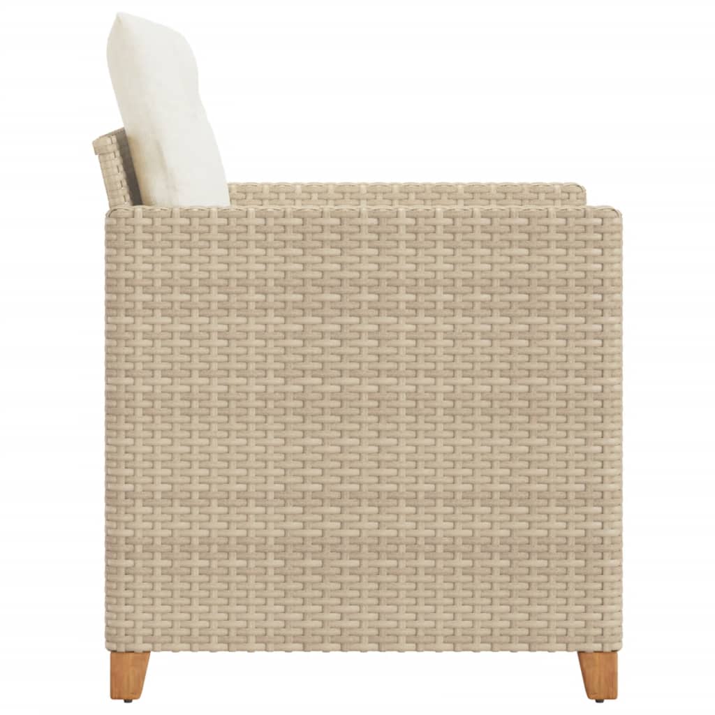 vidaXL Gartensessel mit Kissen Beige Poly Rattan
