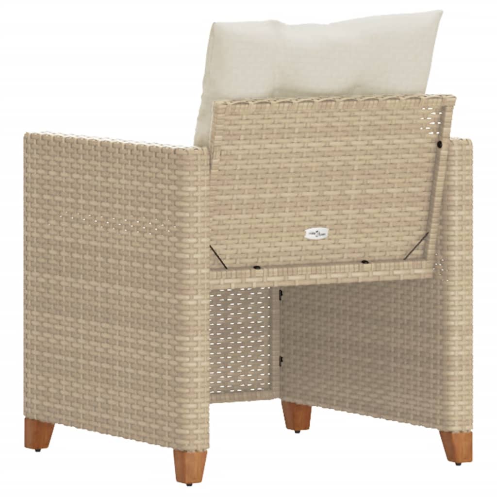 vidaXL Gartensessel mit Kissen Beige Poly Rattan