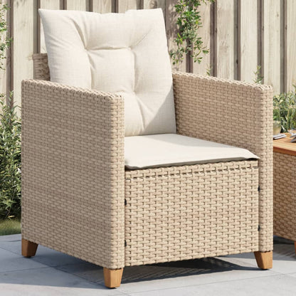 vidaXL Gartensessel mit Kissen Beige Poly Rattan