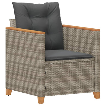 vidaXL Fauteuil de jardin avec coussin gris Résine tressée