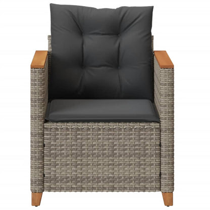 vidaXL Fauteuil de jardin avec coussin gris Résine tressée