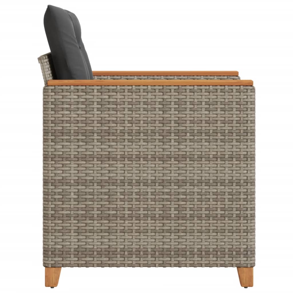 vidaXL Fauteuil de jardin avec coussin gris Résine tressée