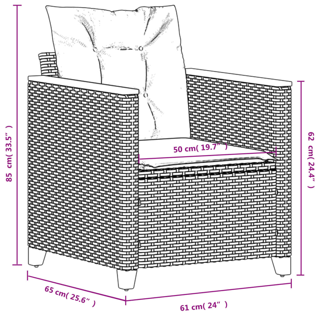 vidaXL Fauteuil de jardin avec coussin gris Résine tressée