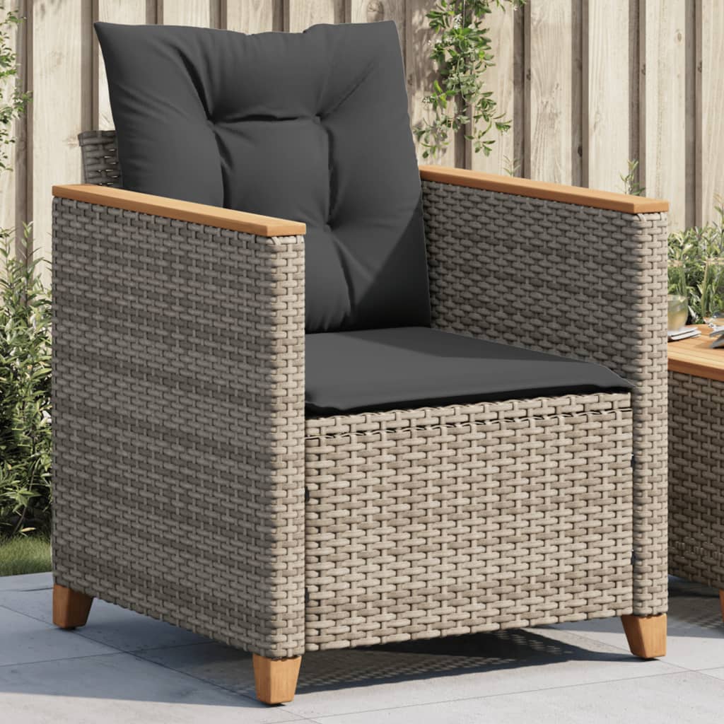 vidaXL Fauteuil de jardin avec coussin gris Résine tressée