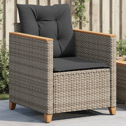 vidaXL Fauteuil de jardin avec coussin gris Résine tressée