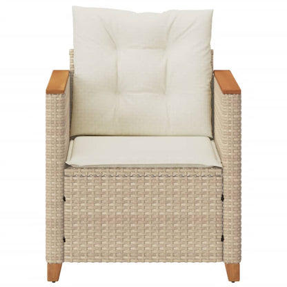 vidaXL Gartensessel mit Kissen Beige Poly Rattan