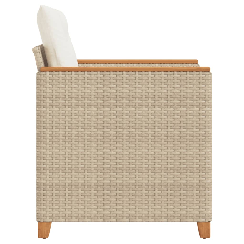 vidaXL Gartensessel mit Kissen Beige Poly Rattan