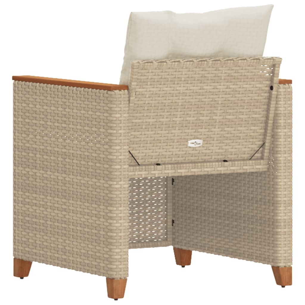 vidaXL Gartensessel mit Kissen Beige Poly Rattan