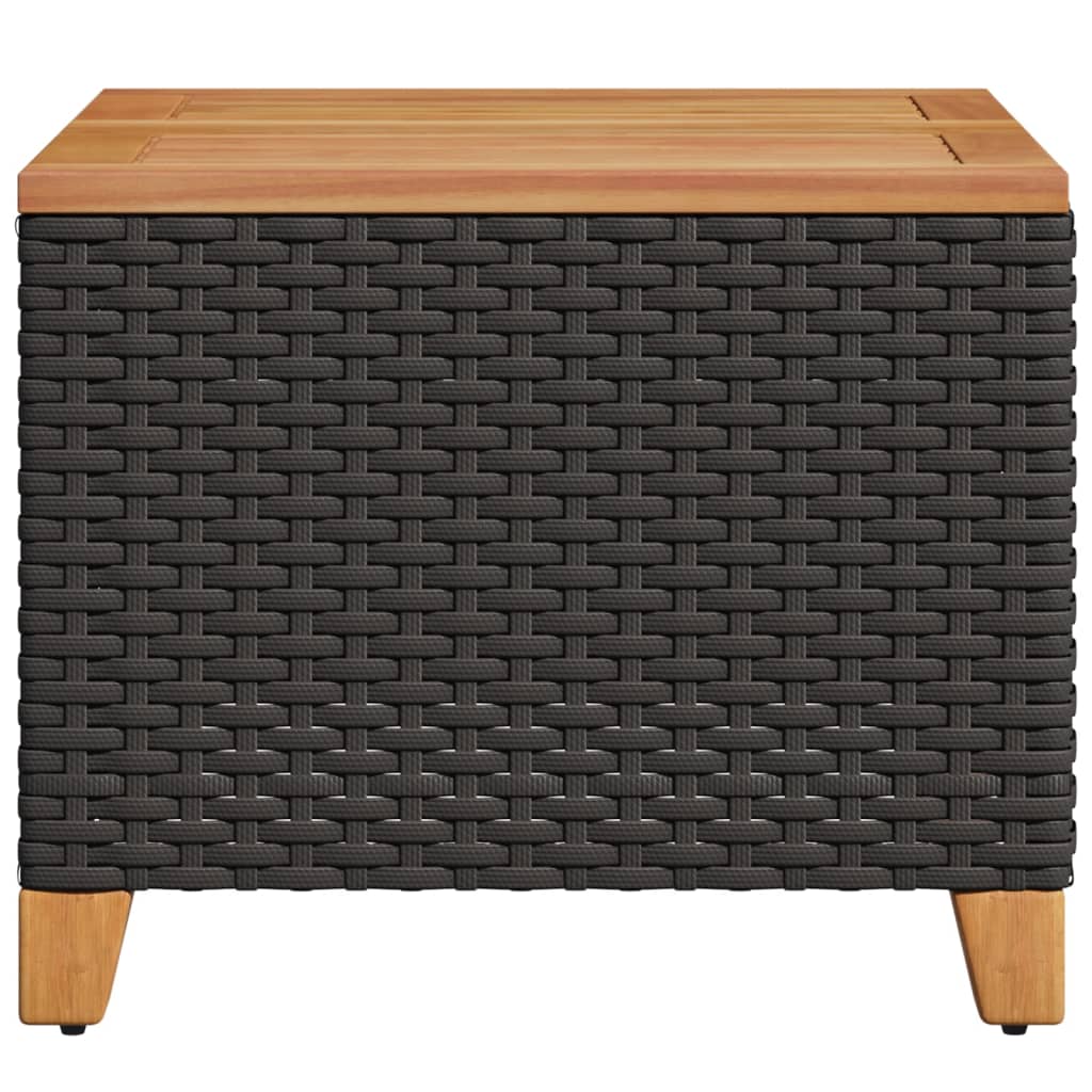 vidaXL Gartentisch Schwarz 45x45x37 cm Poly Rattan Akazienholz