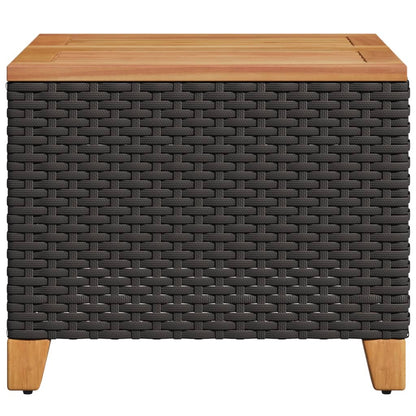 vidaXL Gartentisch Schwarz 45x45x37 cm Poly Rattan Akazienholz