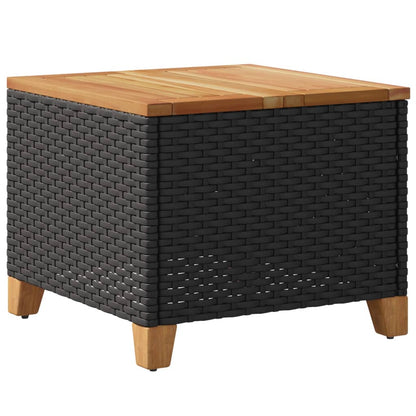 vidaXL Gartentisch Schwarz 45x45x37 cm Poly Rattan Akazienholz