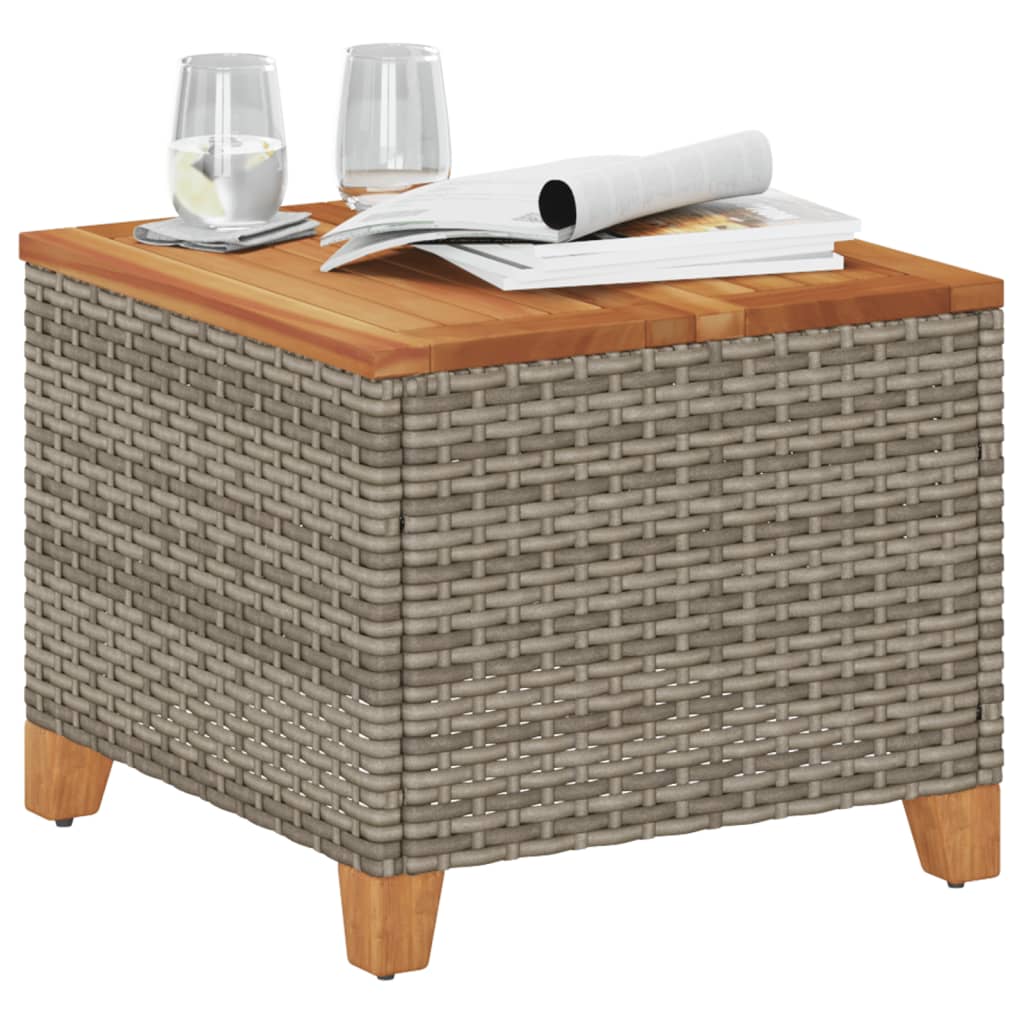 vidaXL Table de jardin gris 45x45x37 cm résine tressée bois d'acacia