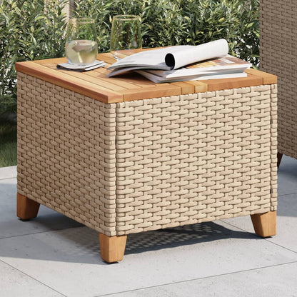 vidaXL Gartentisch Beige 45x45x37 cm Poly Rattan Akazienholz