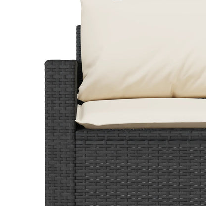 vidaXL Canapé de jardin 3 places avec coussins Noir Résine tressée