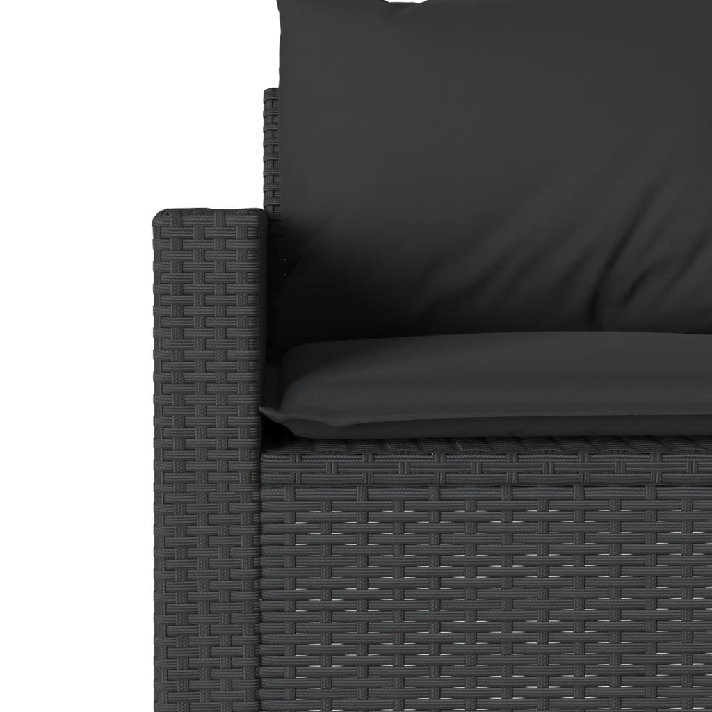 vidaXL Canapé de jardin 3 places avec coussins Noir Résine tressée