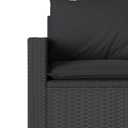 vidaXL Canapé de jardin 3 places avec coussins Noir Résine tressée