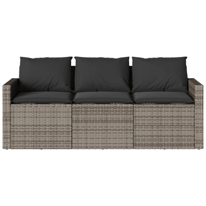 vidaXL Canapé de jardin 3 places avec coussins en résine tressée gris