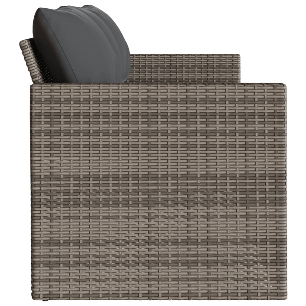 vidaXL Canapé de jardin 3 places avec coussins en résine tressée gris