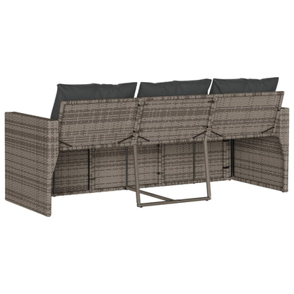 vidaXL Canapé de jardin 3 places avec coussins en résine tressée gris