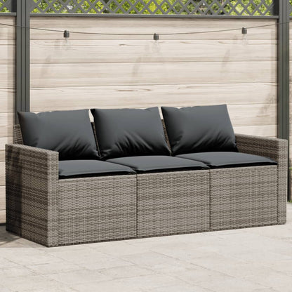 vidaXL Canapé de jardin 3 places avec coussins en résine tressée gris