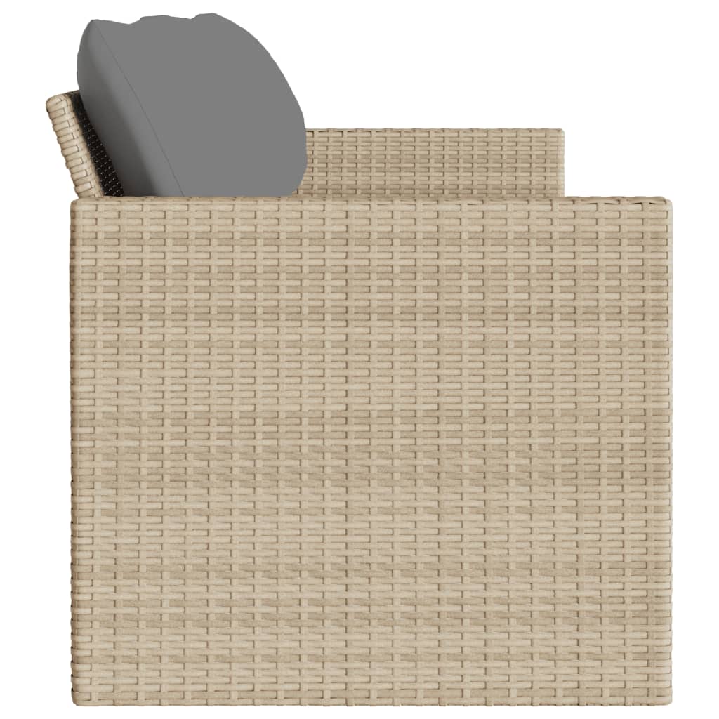 vidaXL Gartensofa mit Kissen 3-Sitzer Beige Poly Rattan