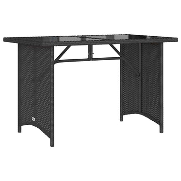 vidaXL Table de jardin avec plateau en verre Noir 110x68x70 cm Résine tressée