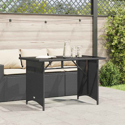 vidaXL Table de jardin avec plateau en verre Noir 110x68x70 cm Résine tressée