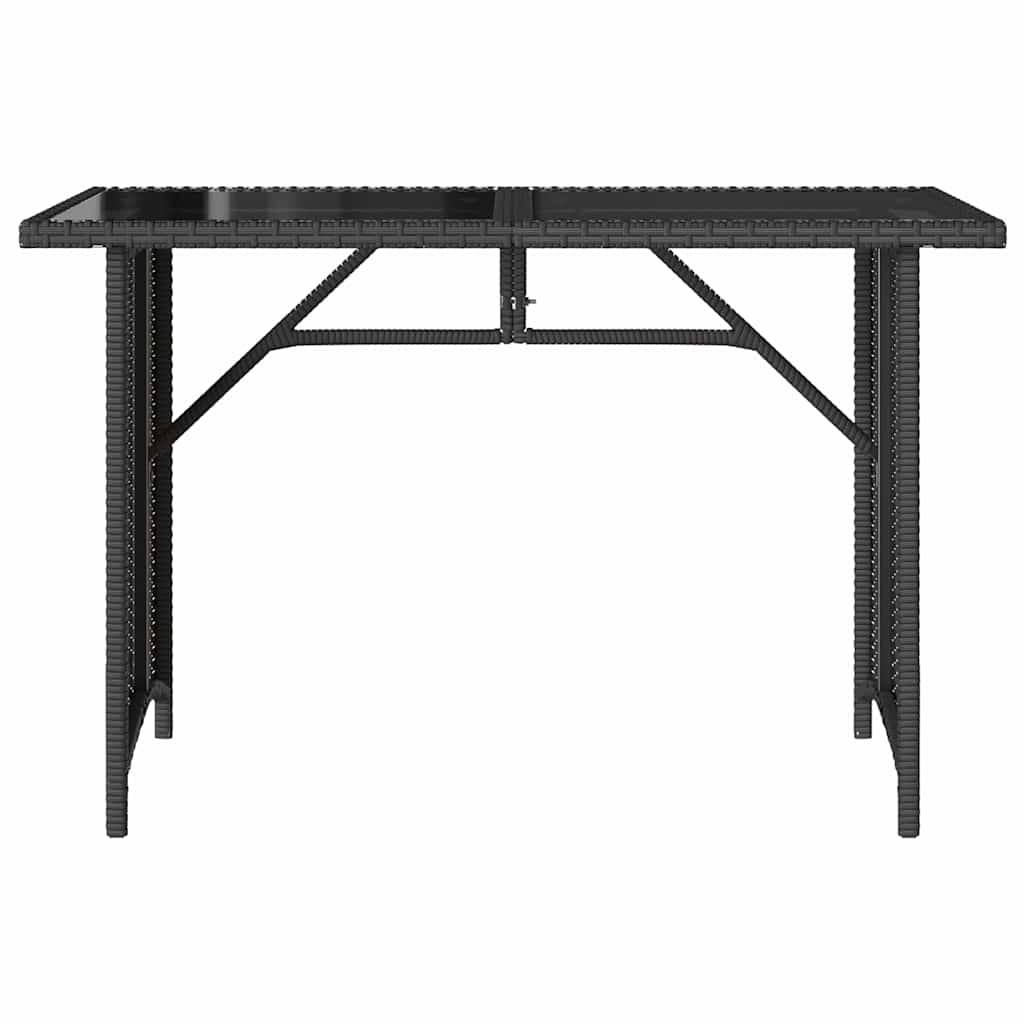 vidaXL Table de jardin avec plateau en verre Noir 110x68x70 cm Résine tressée