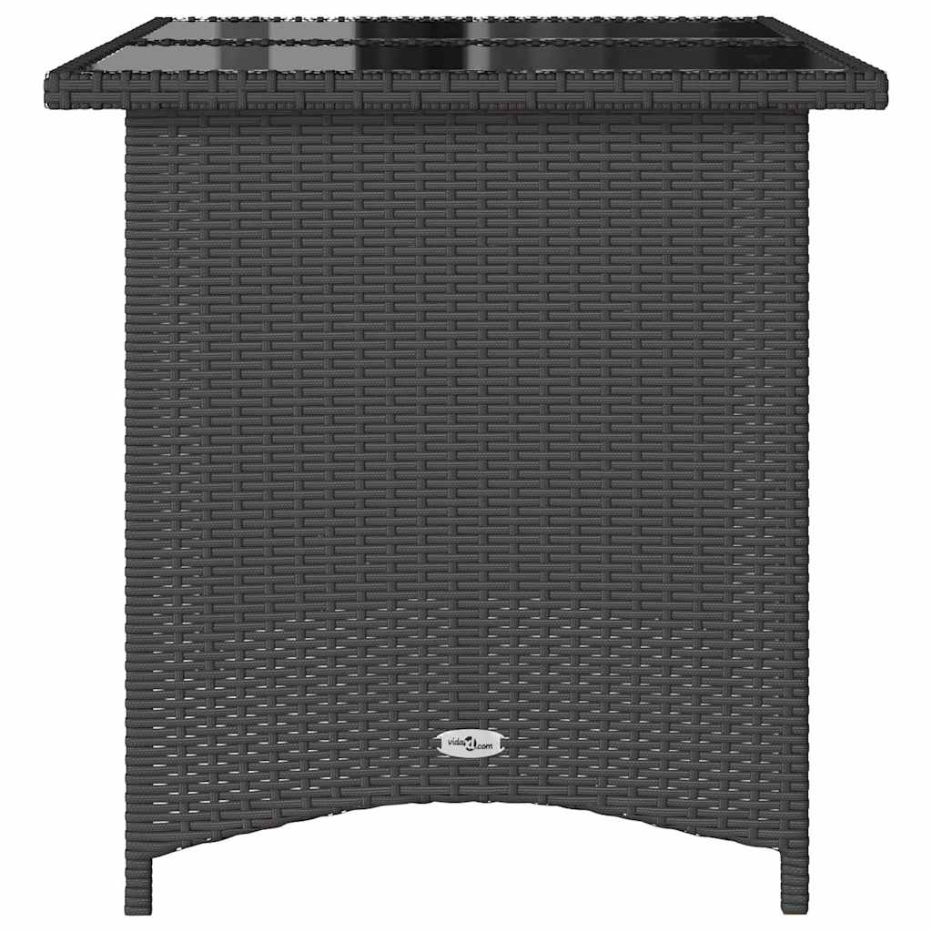 vidaXL Table de jardin avec plateau en verre Noir 110x68x70 cm Résine tressée