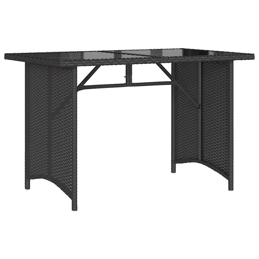vidaXL Table de jardin avec plateau en verre Noir 110x68x70 cm Résine tressée