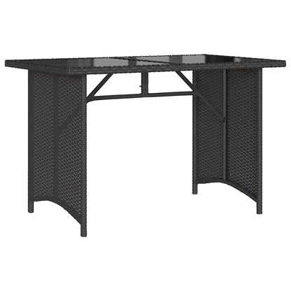 vidaXL Table de jardin avec plateau en verre Noir 110x68x70 cm Résine tressée