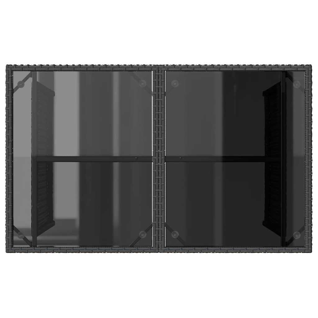 vidaXL Table de jardin avec plateau en verre Noir 110x68x70 cm Résine tressée