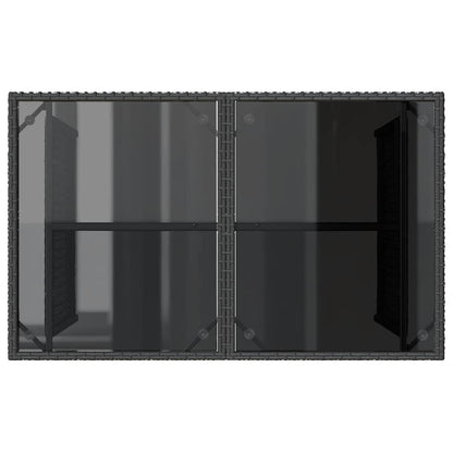 vidaXL Table de jardin avec plateau en verre Noir 110x68x70 cm Résine tressée