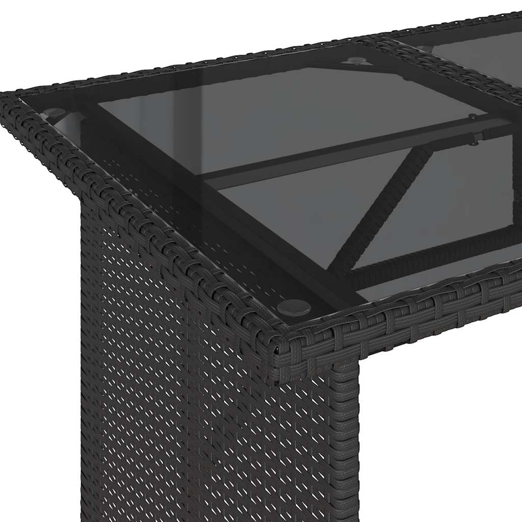 vidaXL Table de jardin avec plateau en verre Noir 110x68x70 cm Résine tressée