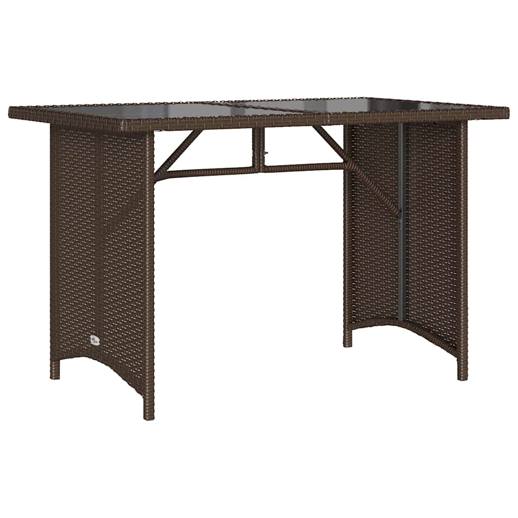 vidaXL Gartentisch mit Glasplatte Braun 110x68x70 cm Poly Rattan