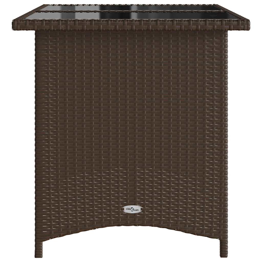 vidaXL Gartentisch mit Glasplatte Braun 110x68x70 cm Poly Rattan