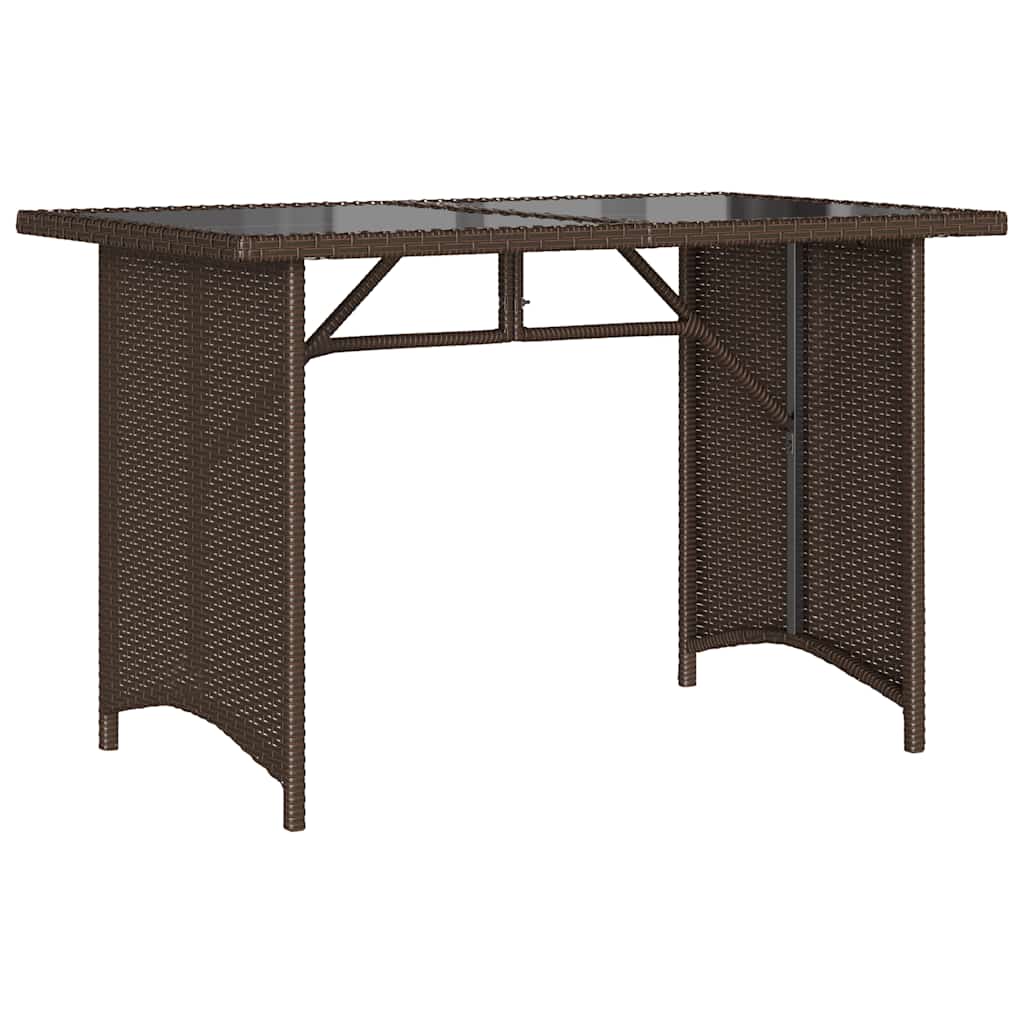 vidaXL Gartentisch mit Glasplatte Braun 110x68x70 cm Poly Rattan
